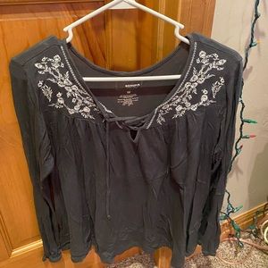 ARMY GREEN FLORAL TIE BLOUSE